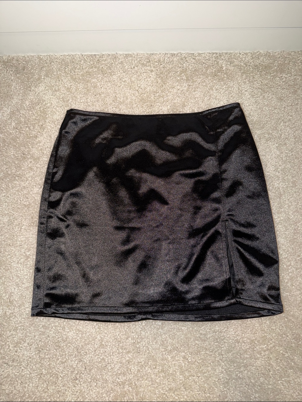 Black Satin Mini Skirt - Women